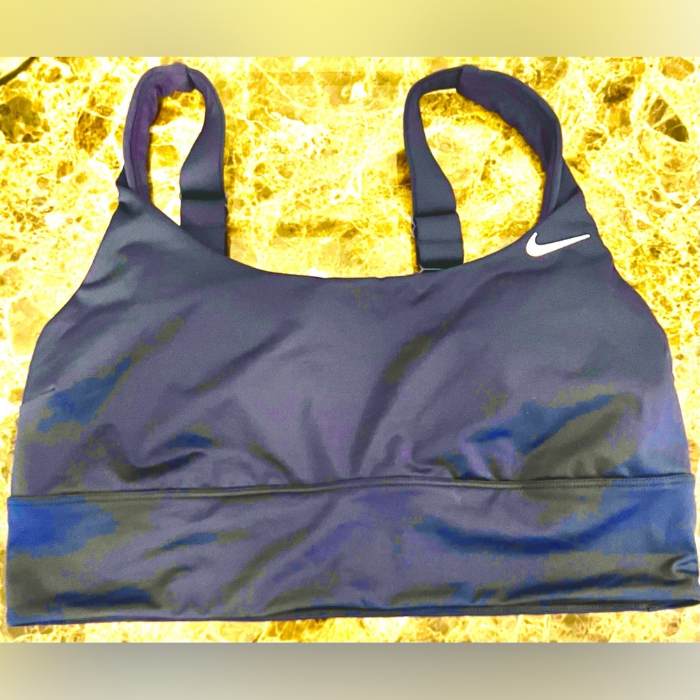 NIKE Navy Adjustable Straps Effortless Essential Scoop Neck Midkini Swimsuit Top - Picture 3 of 11